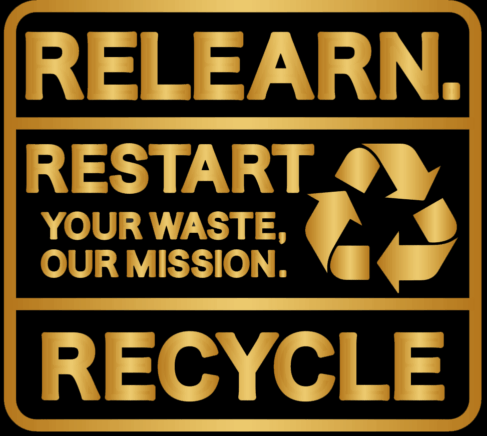 「Relearn.Restart.Recycle.」ゴールドロゴ